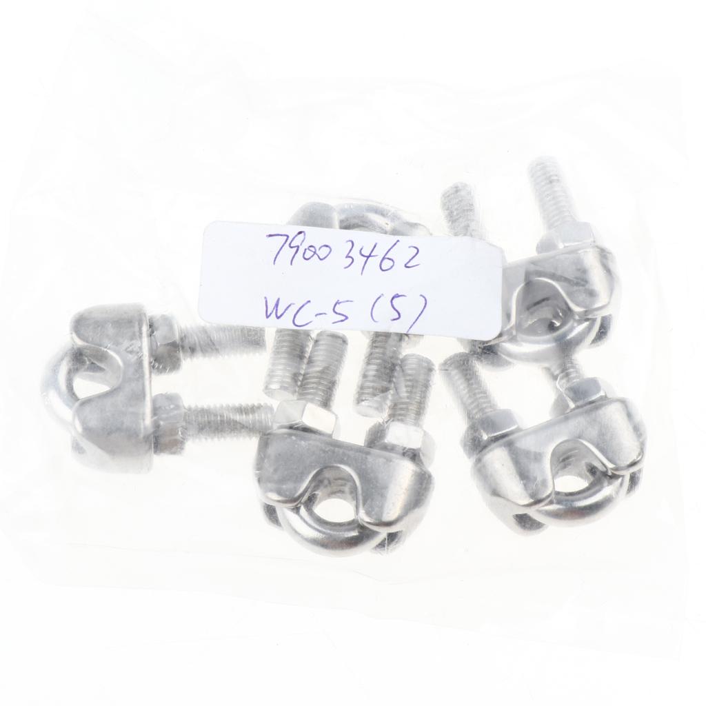 5 Pieces Stainless U-Shape Bolt Saddle Clamps Cable Clips for Wire Rope 5mm