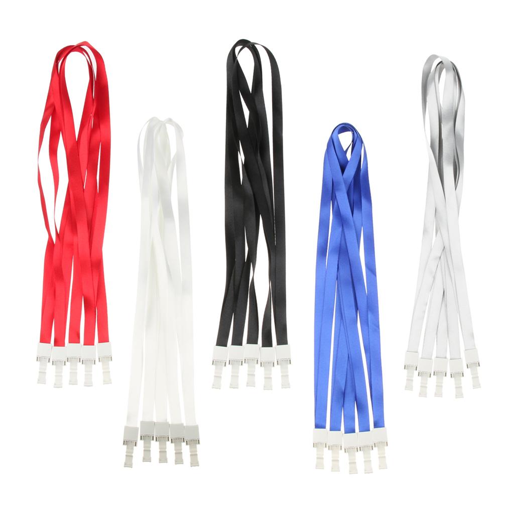 5 Pieces ID Card Holder Lanyard Straps Keychain Badge ID Neck Holders Red