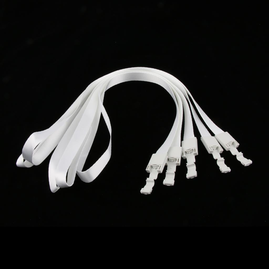 5 Pieces ID Card Holder Lanyard Straps Keychain Badge ID Neck Holders White