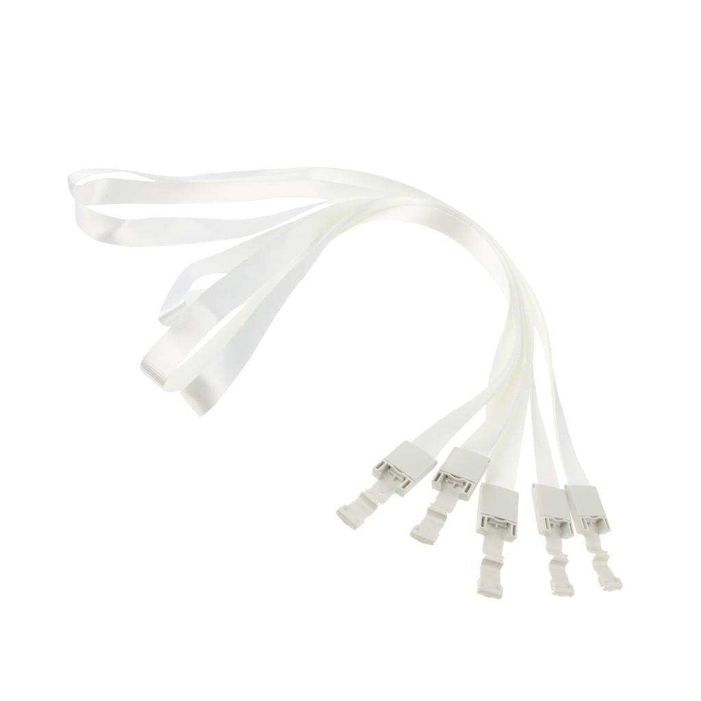 5 Pieces ID Card Holder Lanyard Straps Keychain Badge ID Neck Holders White