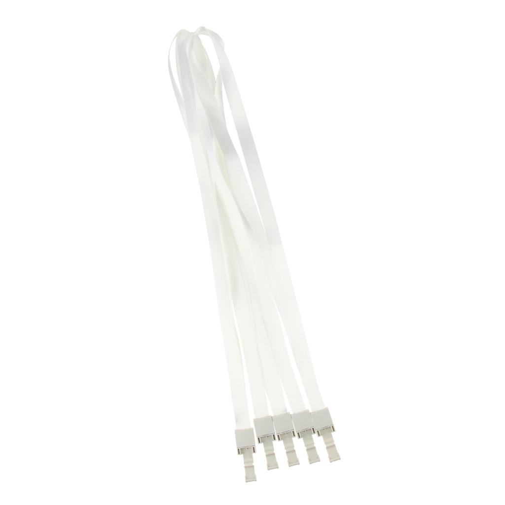 5 Pieces ID Card Holder Lanyard Straps Keychain Badge ID Neck Holders White