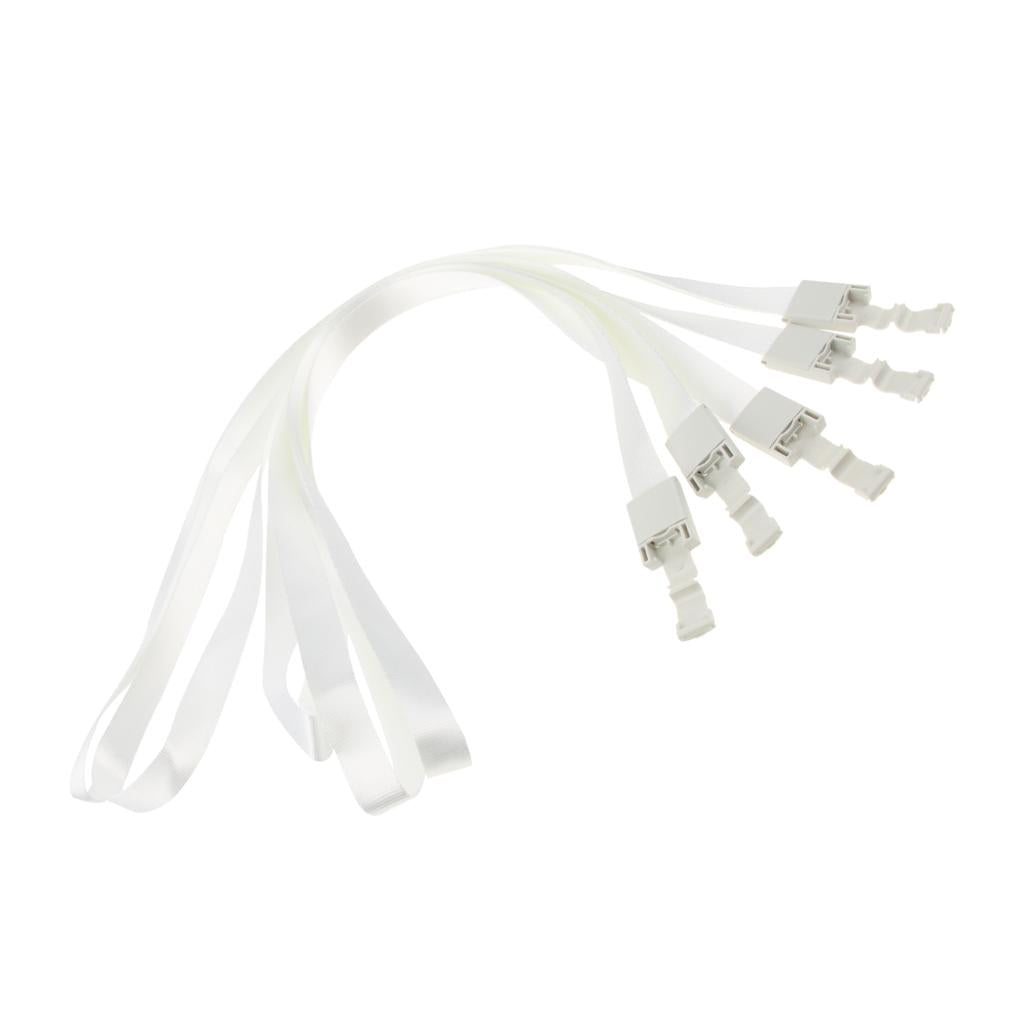 5 Pieces ID Card Holder Lanyard Straps Keychain Badge ID Neck Holders White