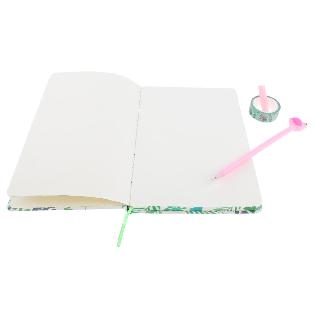 Stylish Flamingo Hardcover Writing Notebook Pack with Gel Pen & Tapes Leaves