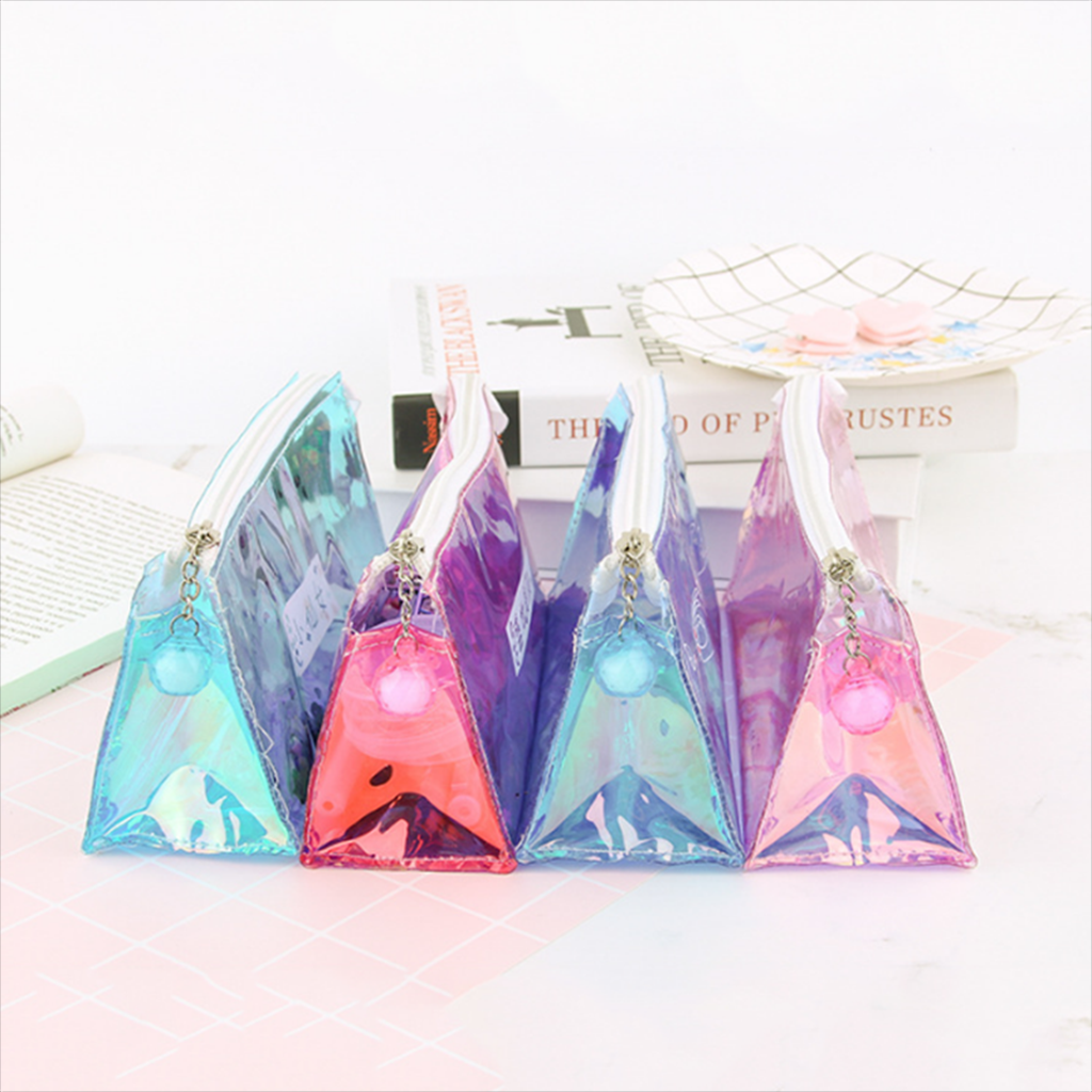 Shiny Transparent Pencil Bag Pen Holder Stationery Storage Organizer #3