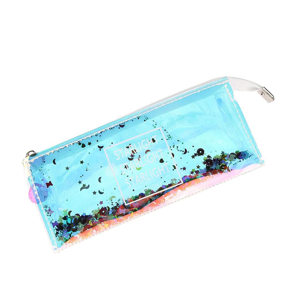 Shiny Transparent Pencil Bag Pen Holder Stationery Storage Organizer #4