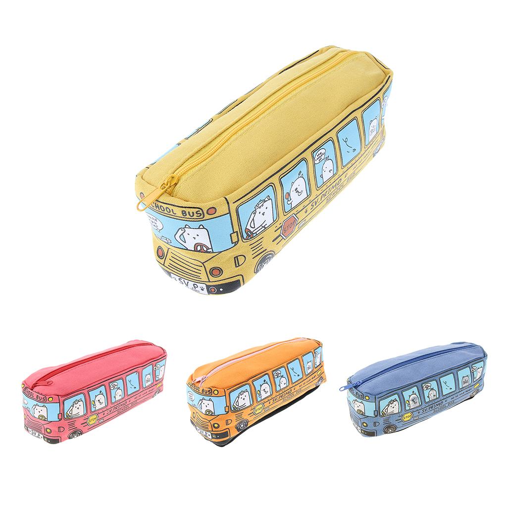 Creative Bus Pencil Bag Pen Holder Stationery Storage Organizer Blue