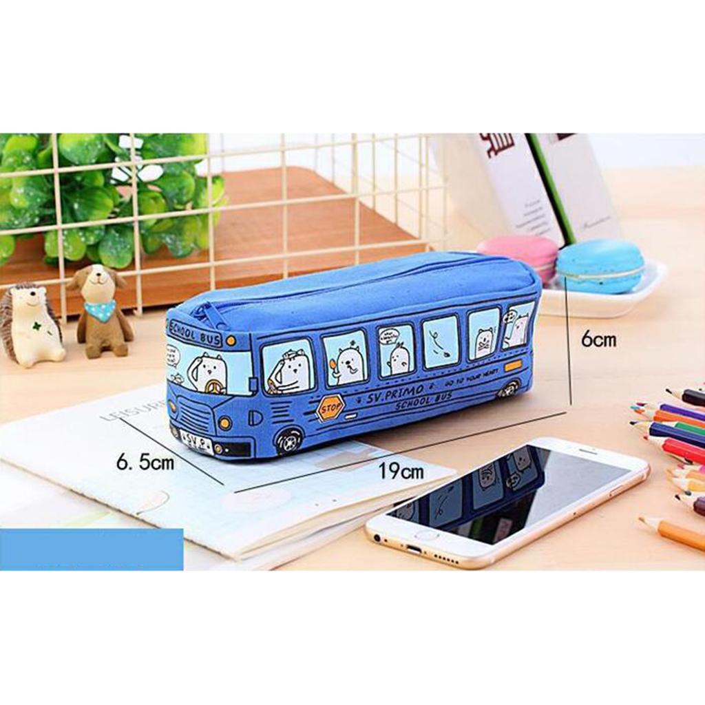Creative Bus Pencil Bag Pen Holder Stationery Storage Organizer Orange