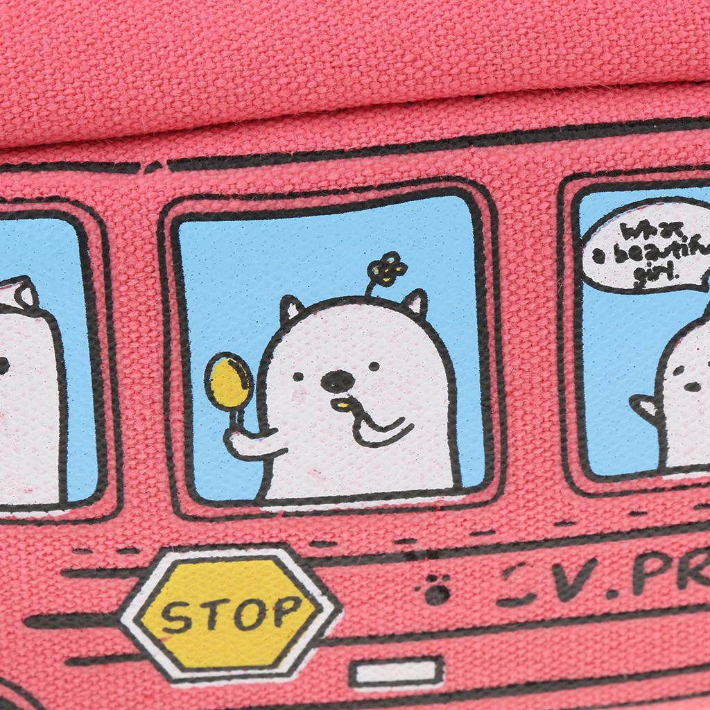 Creative Bus Pencil Bag Pen Holder Stationery Storage Organizer Pink
