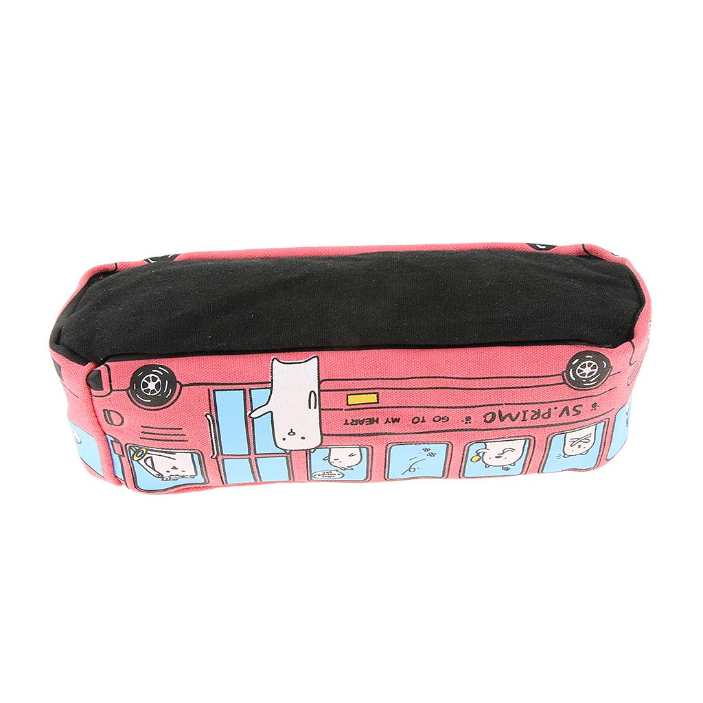 Creative Bus Pencil Bag Pen Holder Stationery Storage Organizer Pink