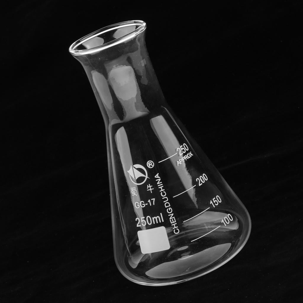 Laboratory Graduated Borosilicate Glass Conical Flask Erlenmeyer Flask 250mL