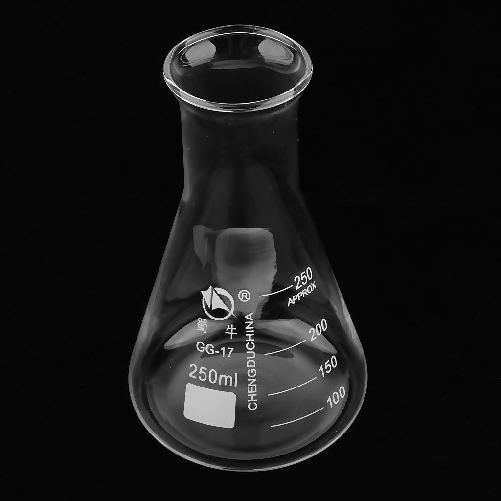 Laboratory Graduated Borosilicate Glass Conical Flask Erlenmeyer Flask 250mL