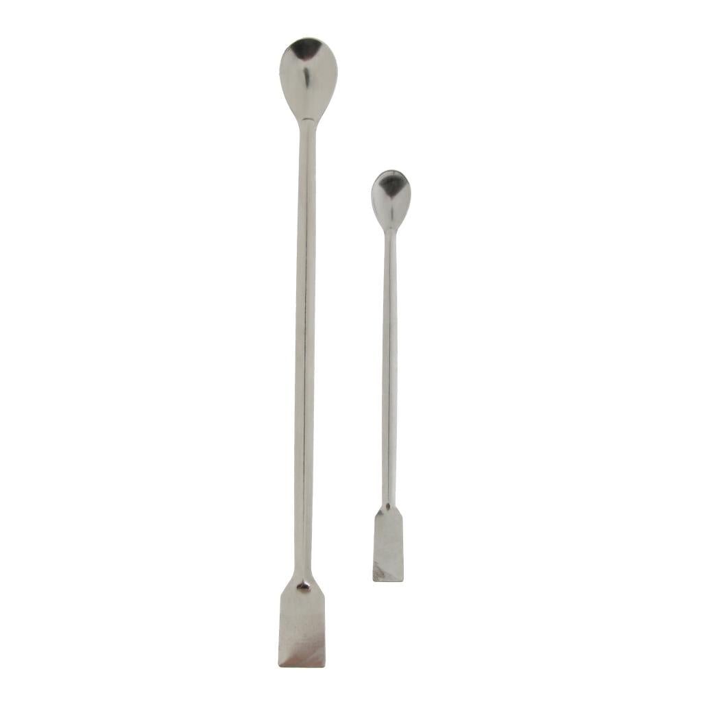 2xDouble-end Stainless Steel Dispensing Spoon/Spade Lab Scrapers 20cm