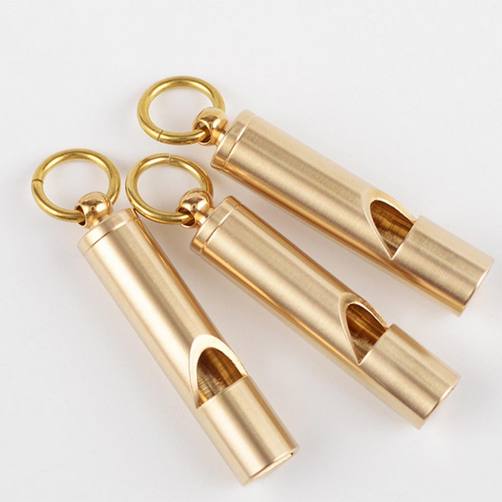 Solid Brass Whistle DIY Gear Key Ring Chain Charm Pendants Craft Accessories, compatible to various outdoors occasions
