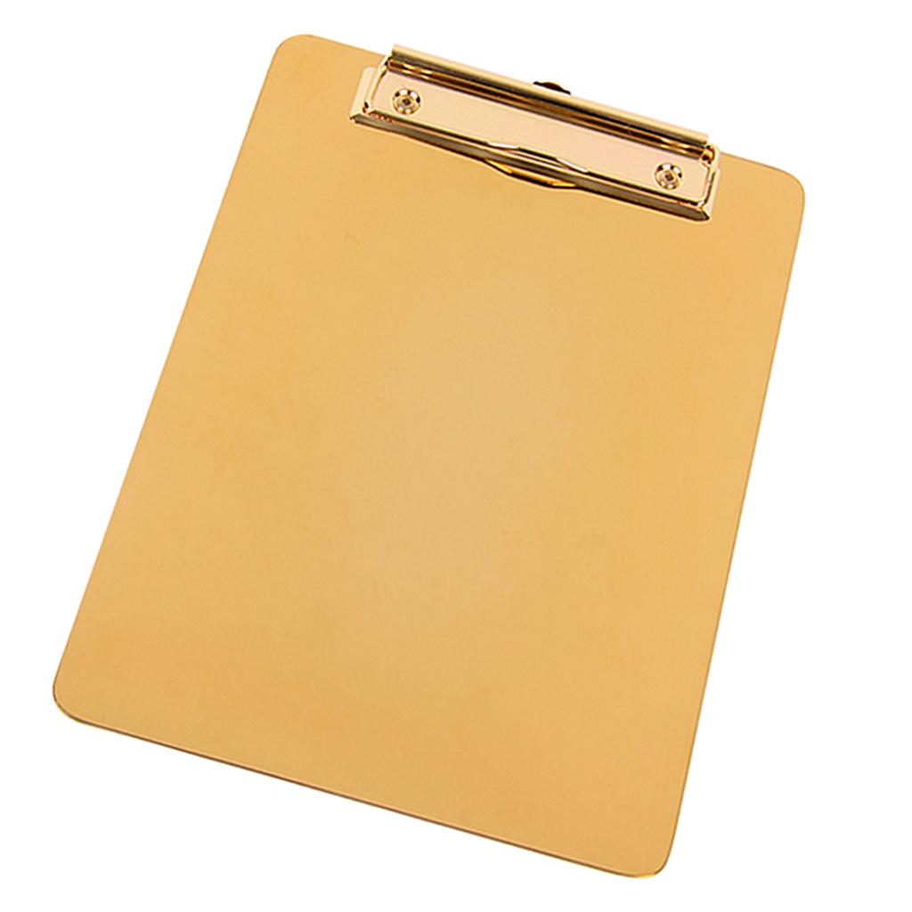 5.9x8.27'' Gold Metal Clipboard w/ Flat Metal Clip Business Office Warehouse