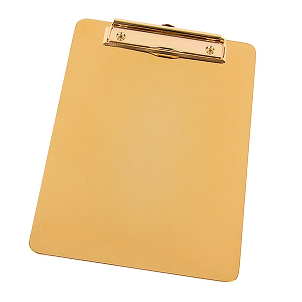 5.9x8.27'' Gold Metal Clipboard w/ Flat Metal Clip Business Office Warehouse