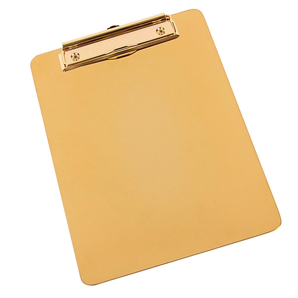 5.9x8.27'' Gold Metal Clipboard w/ Flat Metal Clip Business Office Warehouse