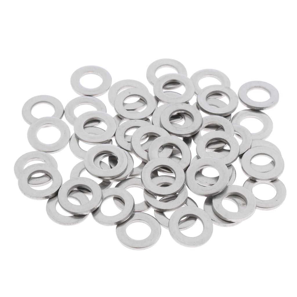 M6 Stainless Steel Flat Washers Insulation Gaskets Metal Pads Set of 50 Pieces