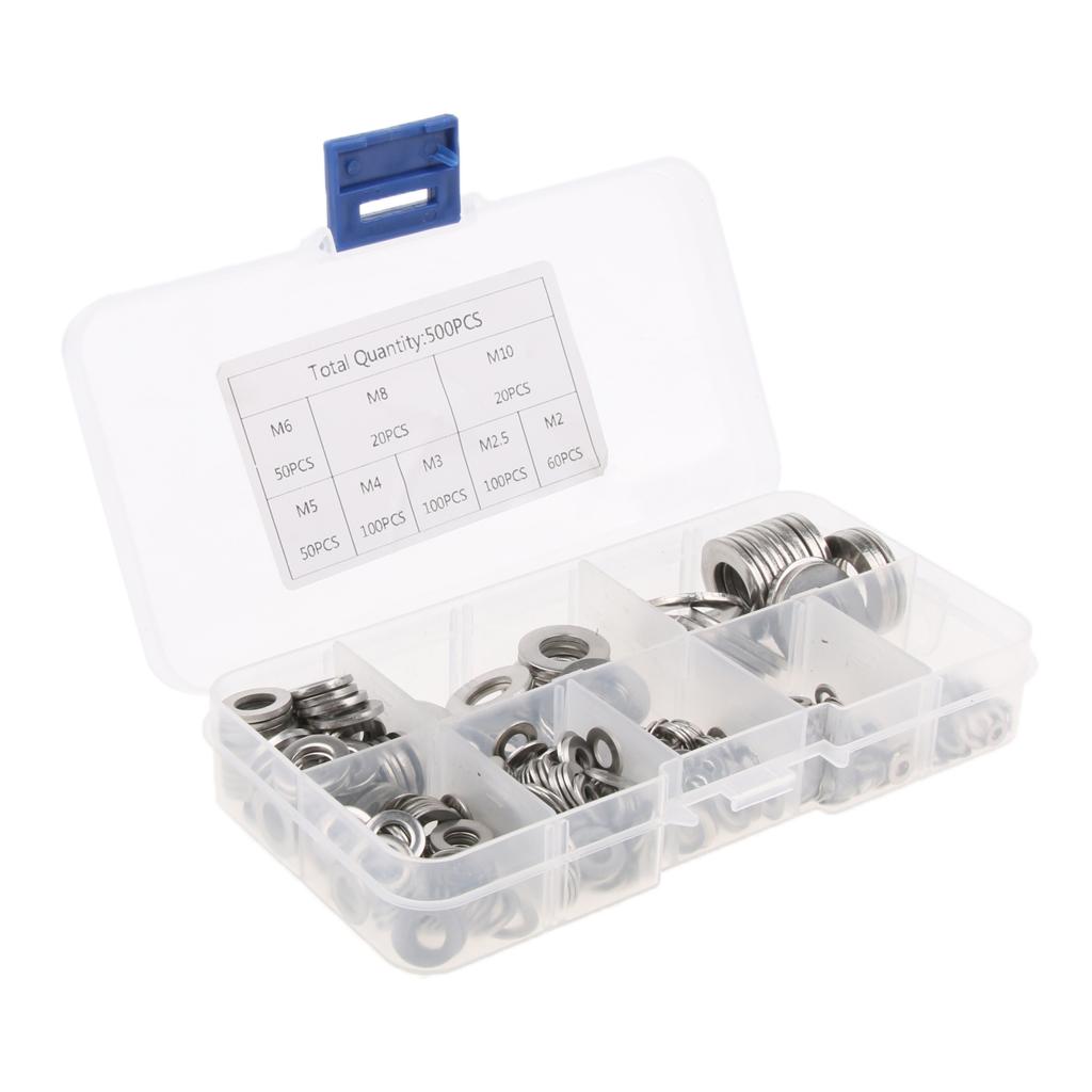 Flat Washer Solid Steel Home Common Use Hardware Accessories M2, M2.5, M3, M/4, M5, M6, M8, M10 500PCS Pack