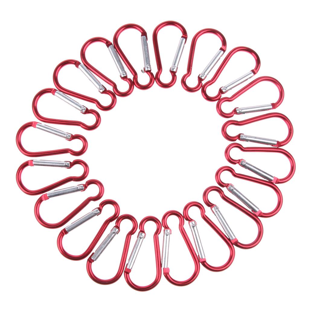 4xOutdoor Aluminum D-Ring Carabiner Camping Keychain Clip Snap Hook Red