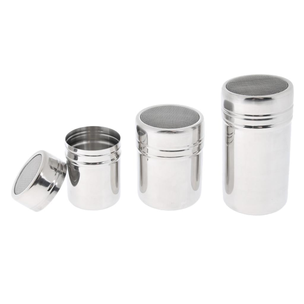 4xStainless Steel Chocolate Shaker Sugar Powder Cocoa Flour Coffee Sifter S