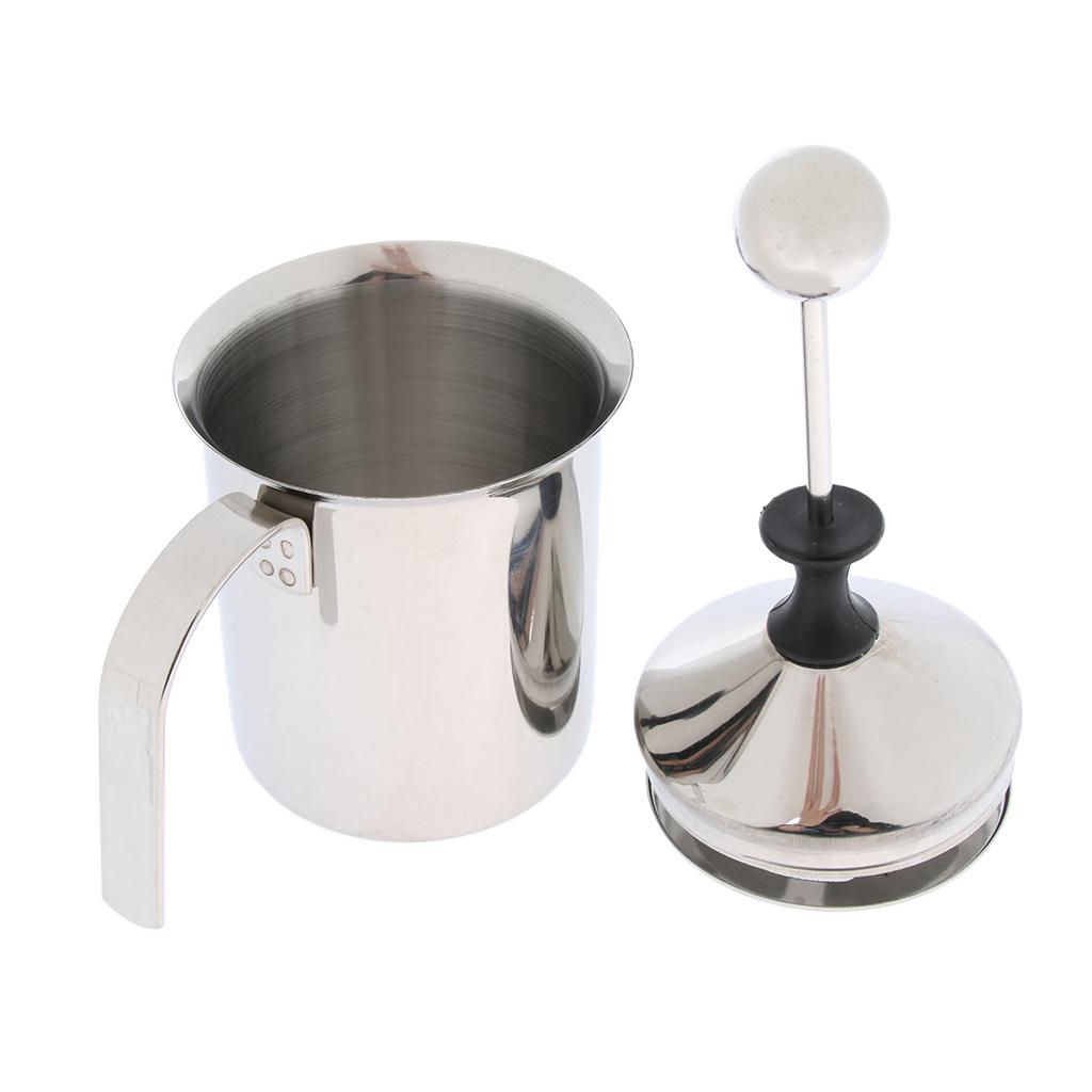 Manual Foam Maker Milk Frother Stainless Steel Hand Foamer Double Mesh 800ml
