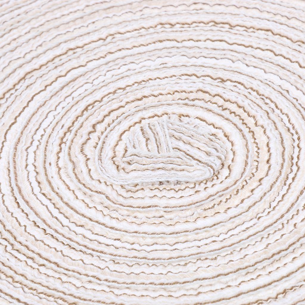 18cm Hand Knitting Ramie Table Round Placemat Thermal Insulation Mat Beige