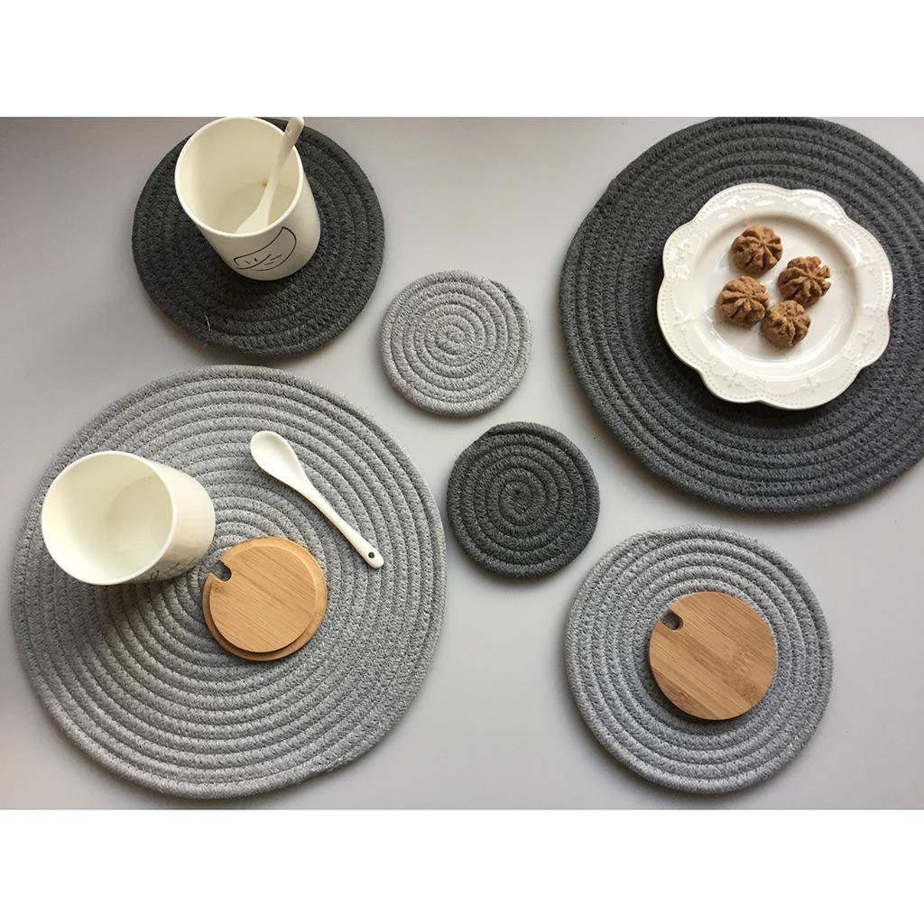 30 x 40cm Cotton Braided Oval Table Placemat Heat Resistant Mat Grey