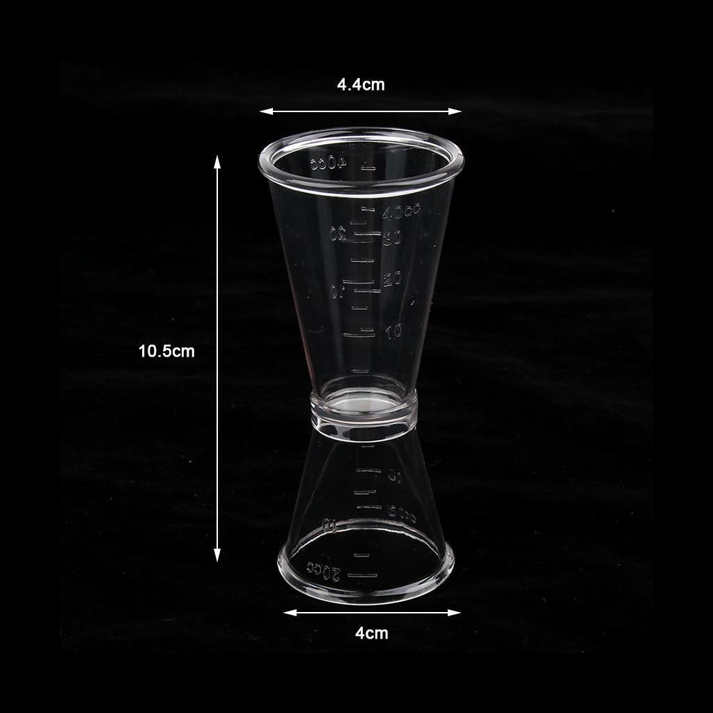 Clear Plastic Double Jigger Cocktail Wine Shot Drink Bartender Measuring Cup