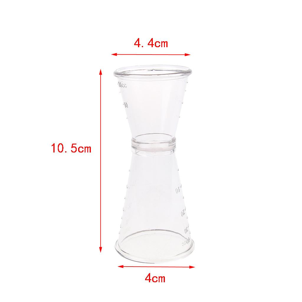 Clear Plastic Double Jigger Cocktail Wine Shot Drink Bartender Measuring Cup