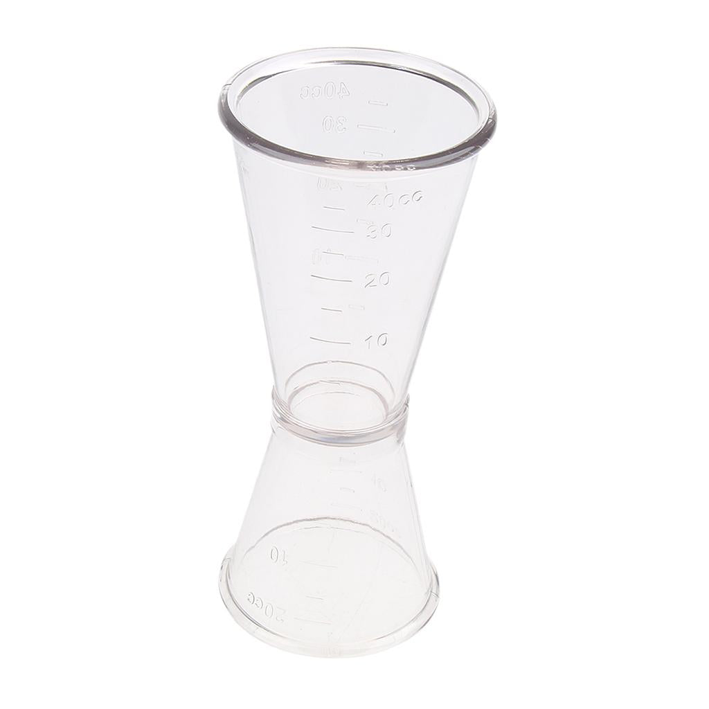 Clear Plastic Double Jigger Cocktail Wine Shot Drink Bartender Measuring Cup