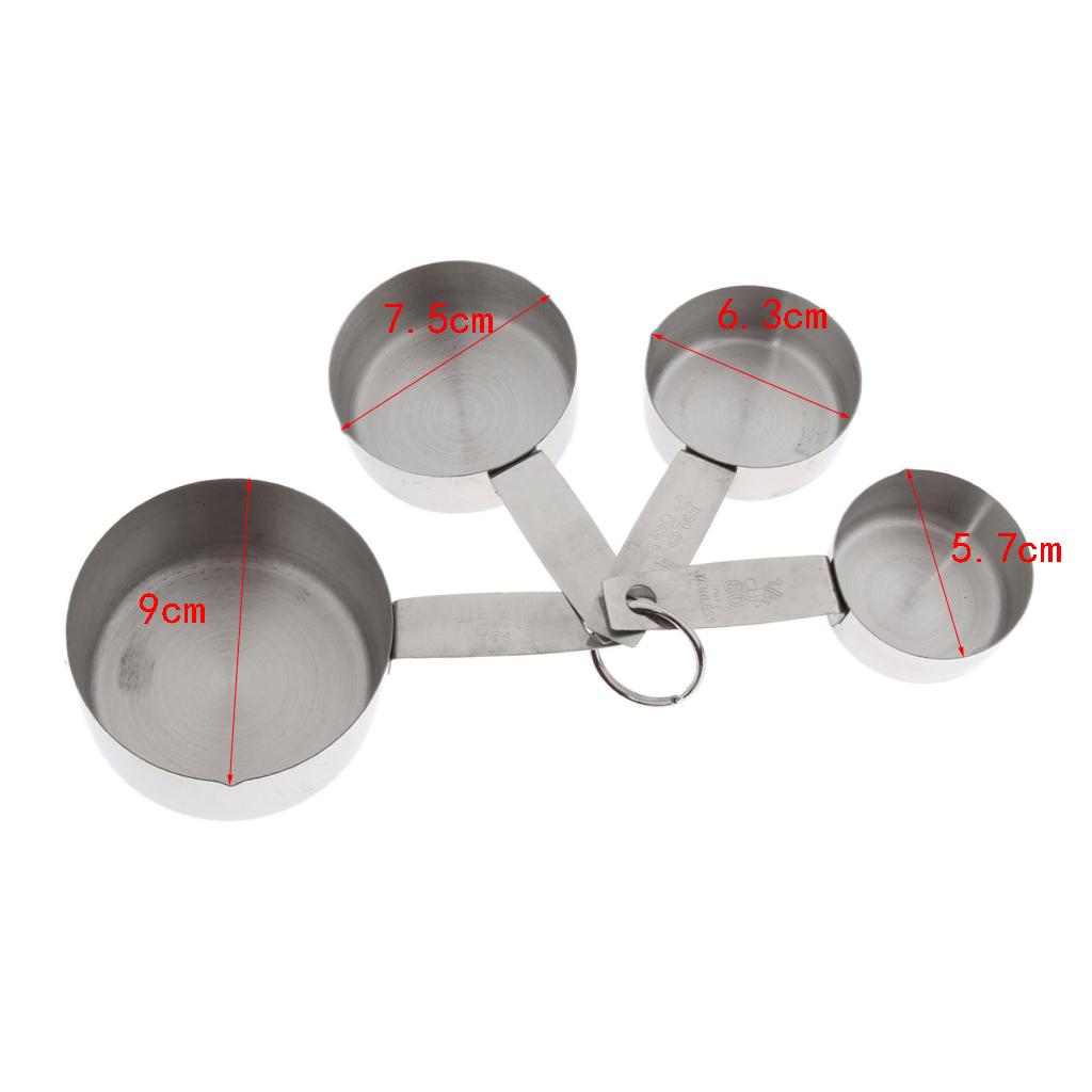 4 Pieces Kitchen Stainless Steel Measuring Cups (ml and cup)