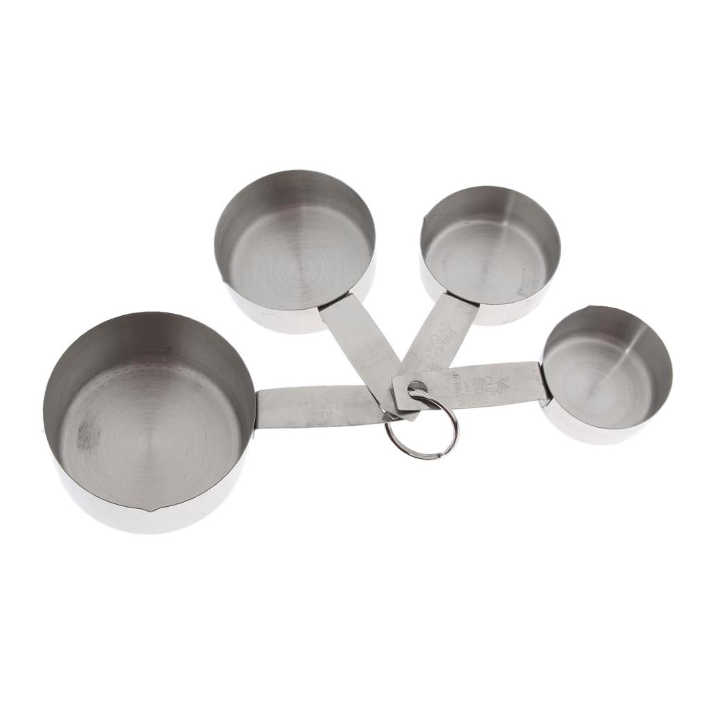 4 Pieces Kitchen Stainless Steel Measuring Cups (ml and cup)
