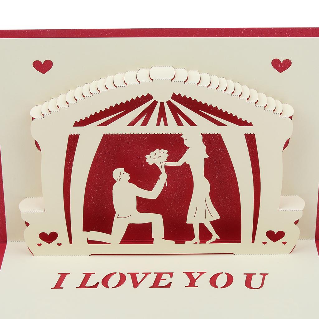 3D Pop Up Greeting Cards Wedding Birthday Valentine's Day Anniversary Nice A