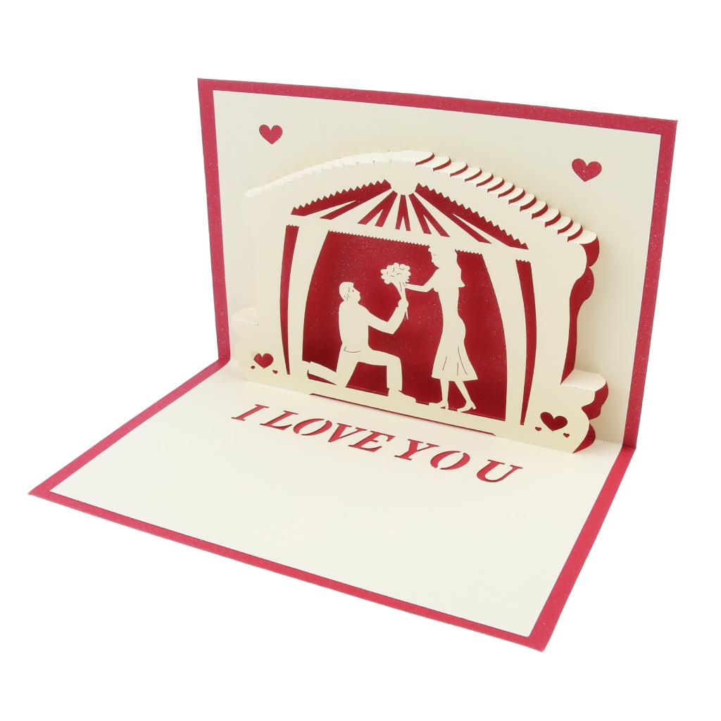 3D Pop Up Greeting Cards Wedding Birthday Valentine's Day Anniversary Nice A