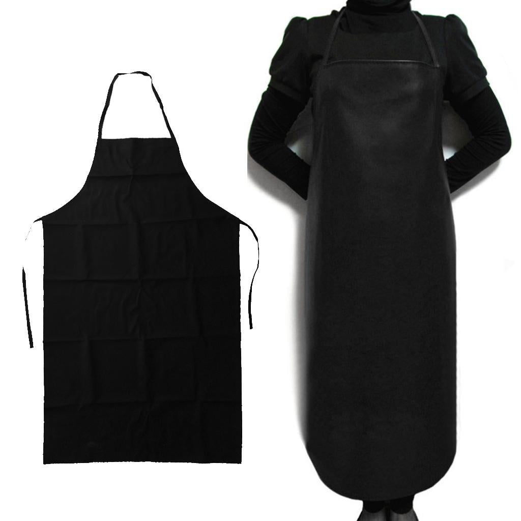 Waterproof PU Long Kitchen Apron Oilproof Anti Dirt Work Aprons Black