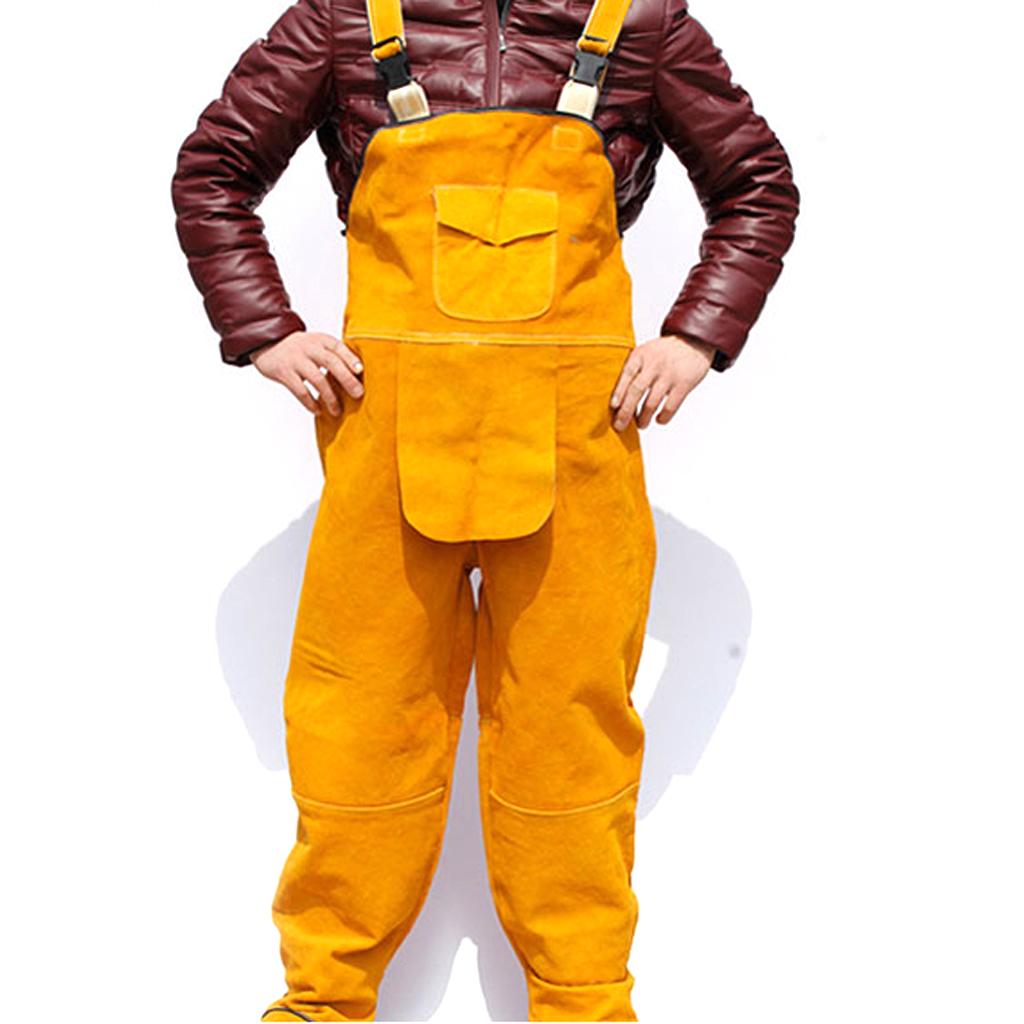 Cowhide Leather Welding Overalls for Men Heat-resistant Flame-resistnat L