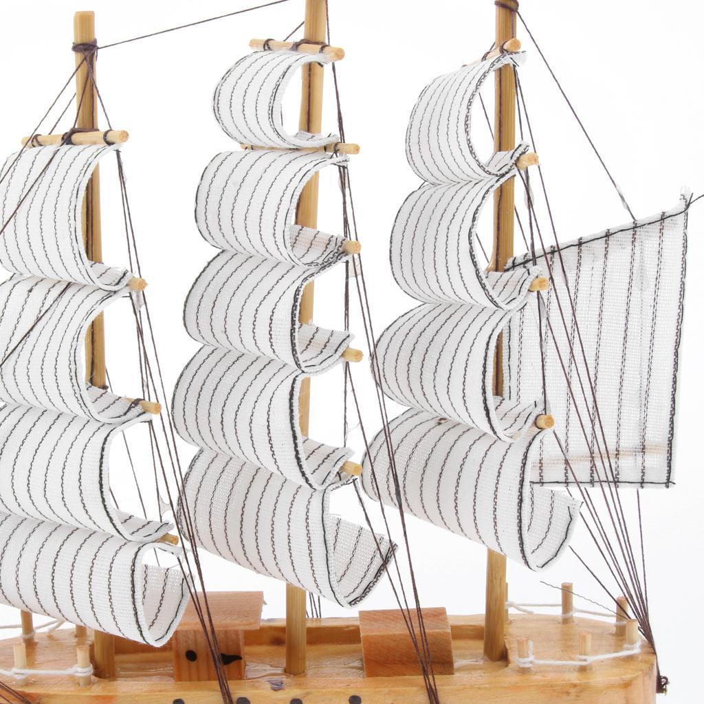 Mediterranean Style Handmade Wooden Sailboat Model Decor Boat Gifts 23cm