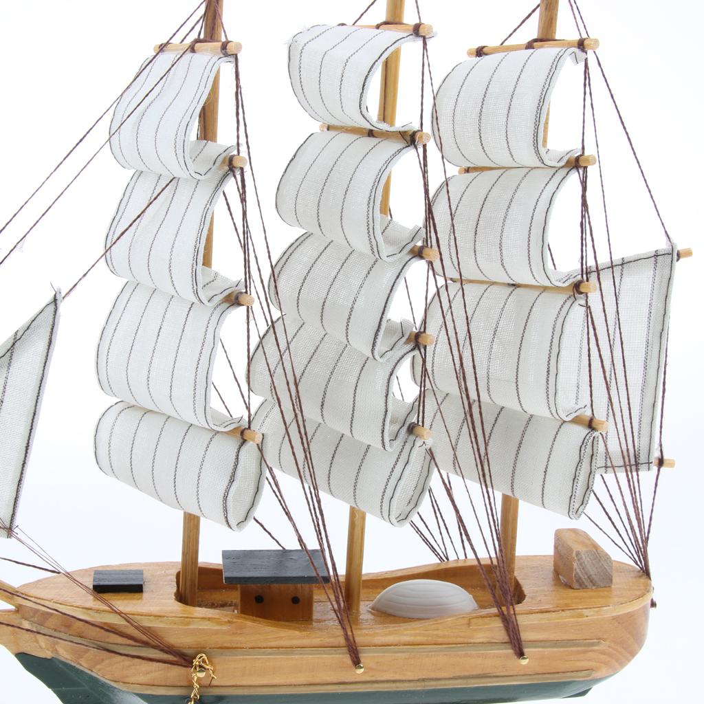 Mediterranean Style Handmade Wooden Sailboat Model Decor Boat Gifts 30cm