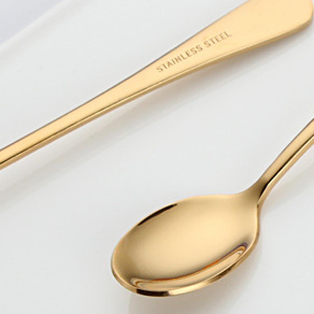 Stainless Steel Long Handle Spoon Set Mixing Spoon Coffee Tea Spoon Rose Gold