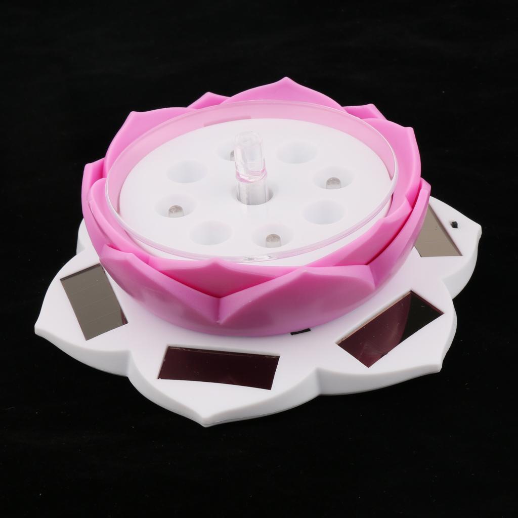 Solar Powered Display Stand 360 Degree Rotating Turntable w/ LED Light Pink
