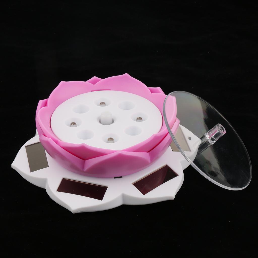 Solar Powered Display Stand 360 Degree Rotating Turntable w/ LED Light Pink