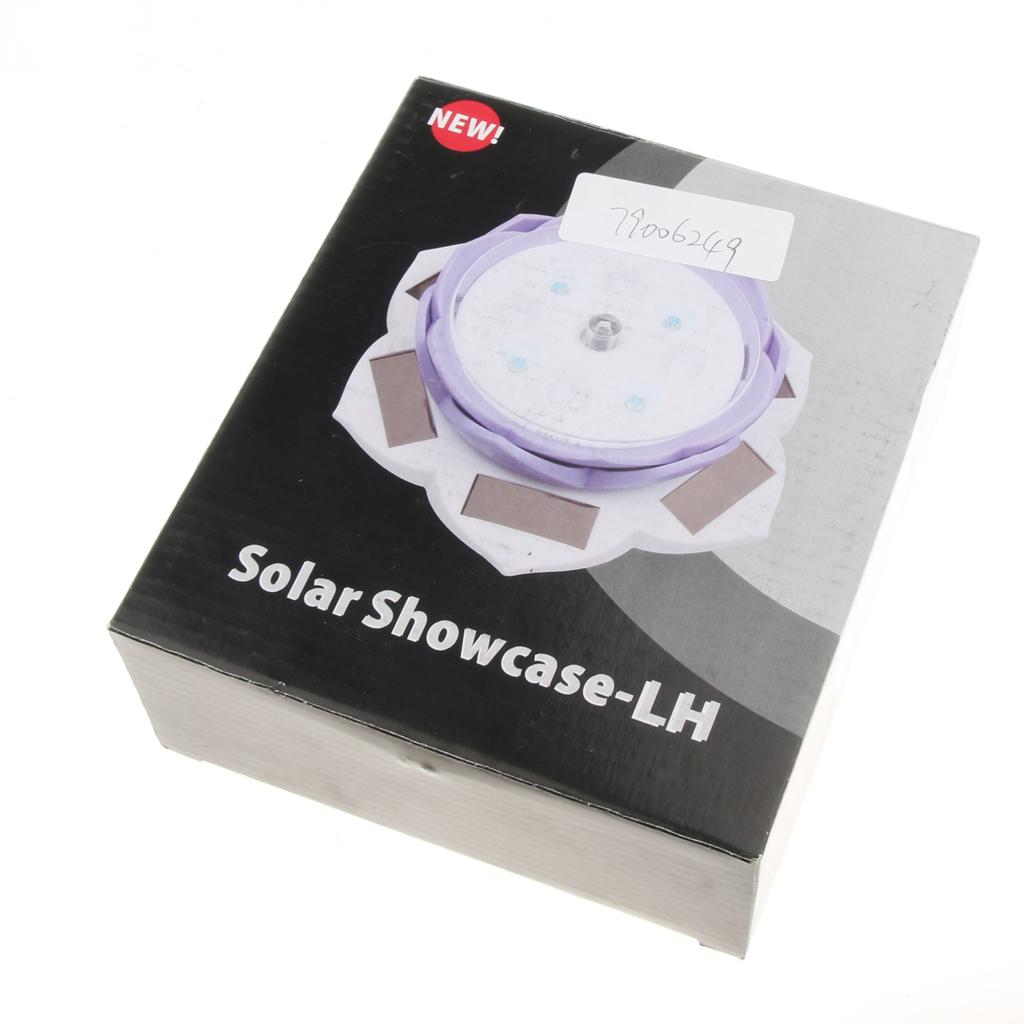 Solar Powered Display Stand 360 Degree Rotating Turntable w/ LED Light Pink