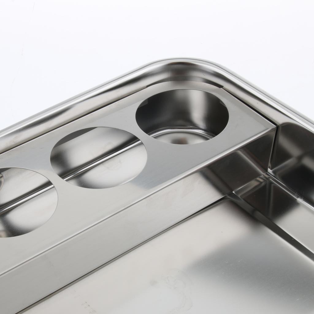 Stainless Steel Instrument Tray Lab Tool Holder 4 Holes 4 Pots