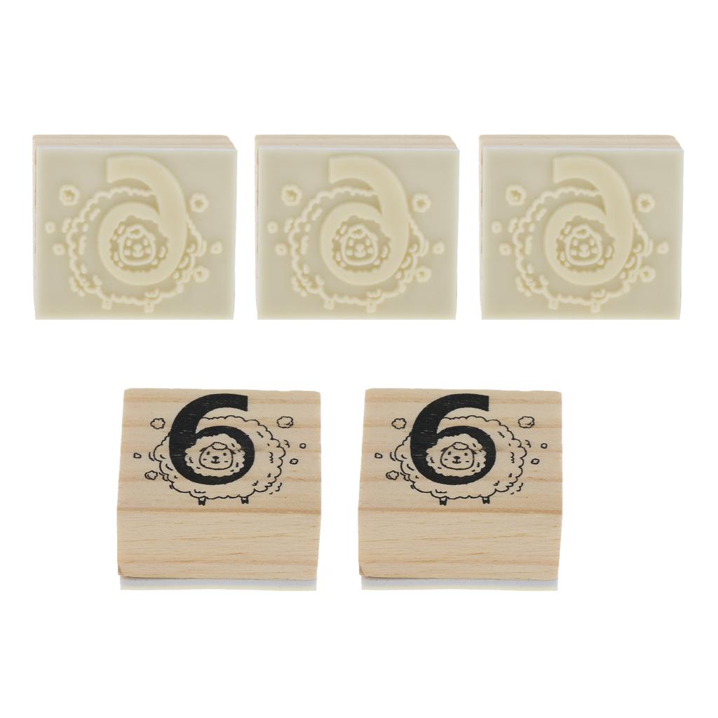 Wooden Animal & Number Rubber Stamp for Scrapbooking DIY Craft Decor Sheep