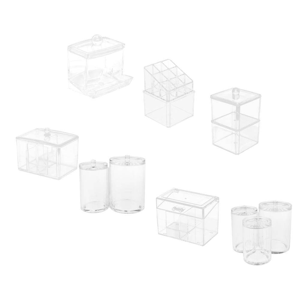 2xClear Acrylic Cotton Swab Cosmetic Makeup Case Storage Holder Box A