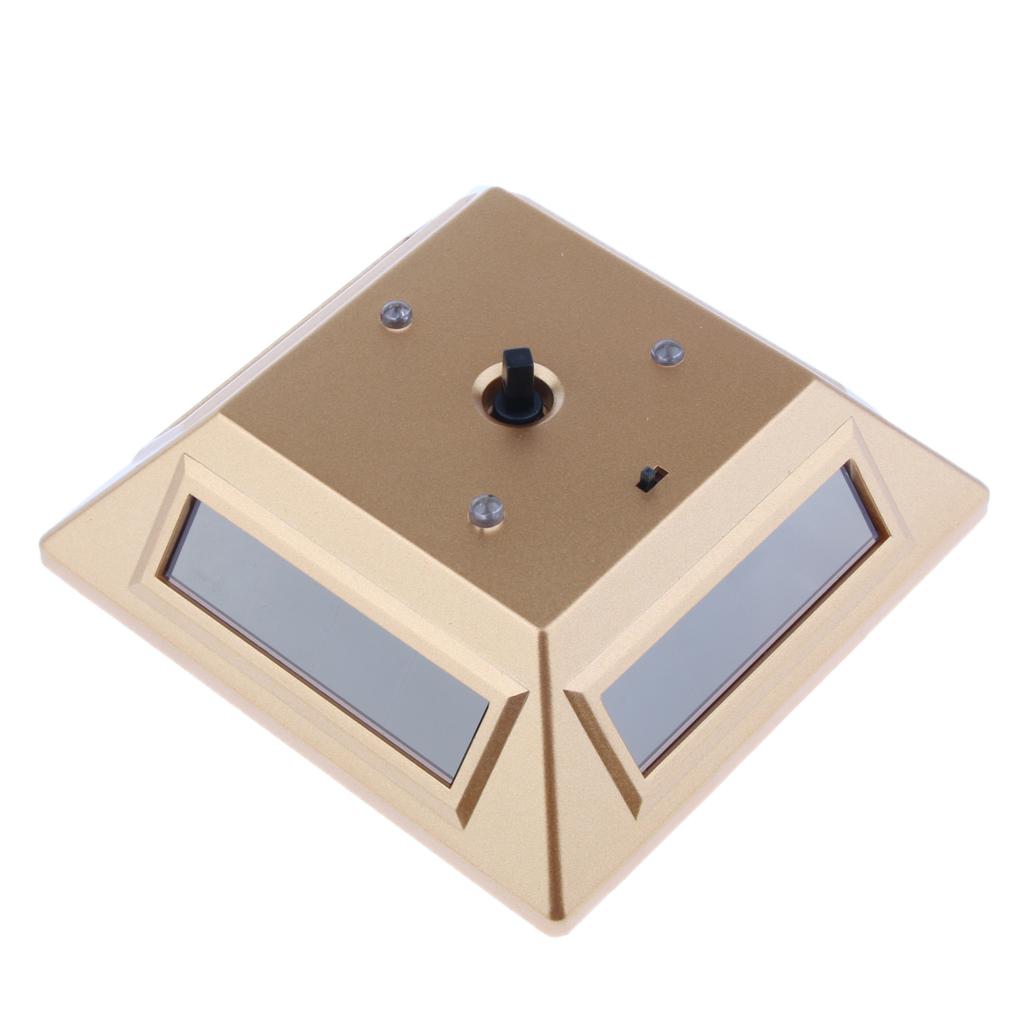 Solar Power Rotary Watch Phone Jewelry Ring Display Stand Turntable Gold