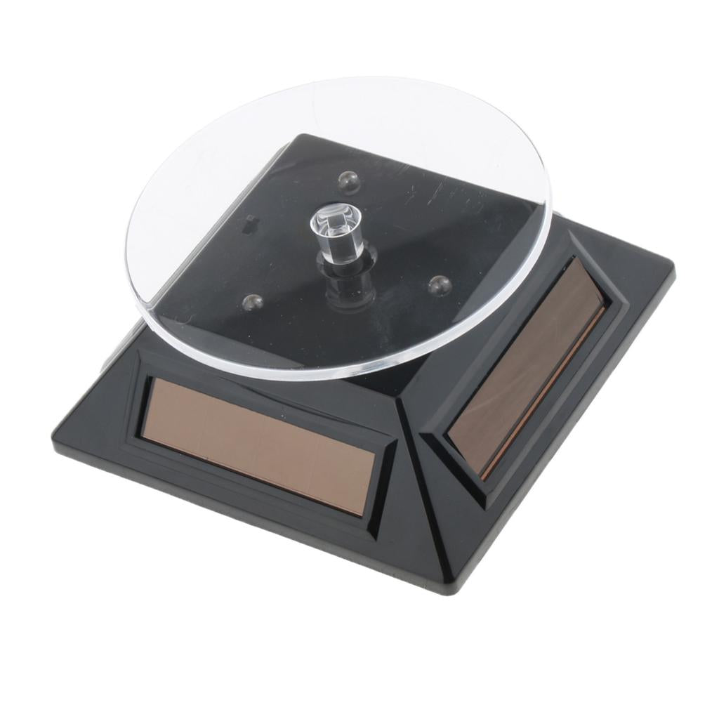 Solar Power Rotary Watch Phone Jewelry Ring Display Stand Turntable Black