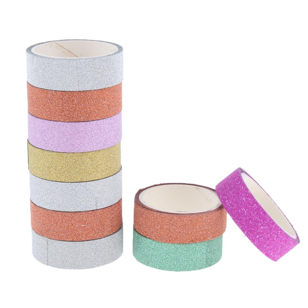 Glitter Tape Shiny Colored Masking Tape Sticky Adhesive DIY Tape Pure Color