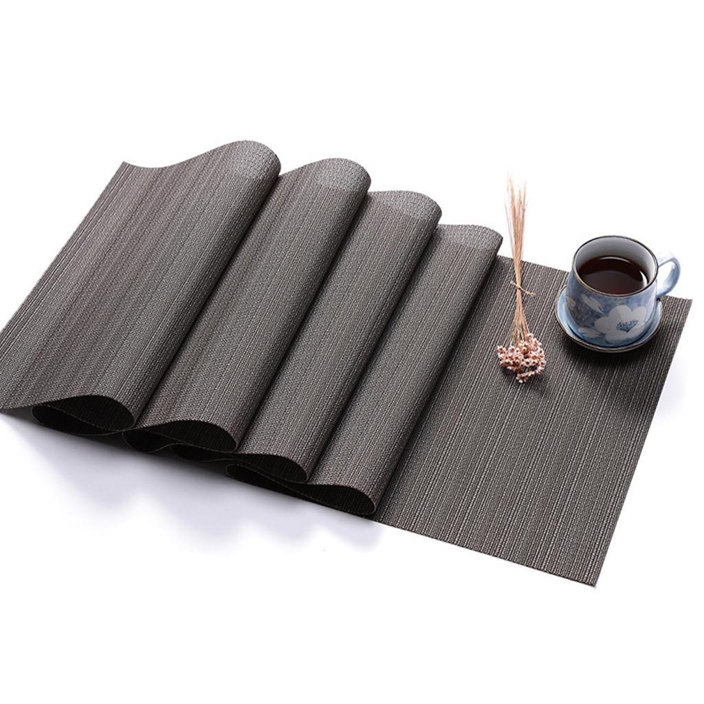 Rectangle Placemat Pad Table Coaster Bowl Mat Heat Resistant Silver Gray