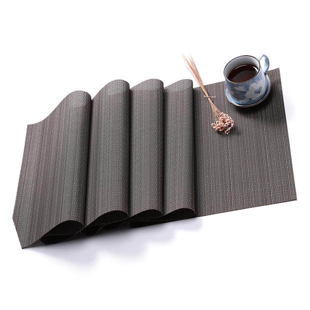 Rectangle Placemat Pad Table Coaster Bowl Mat Heat Resistant Silver Gray